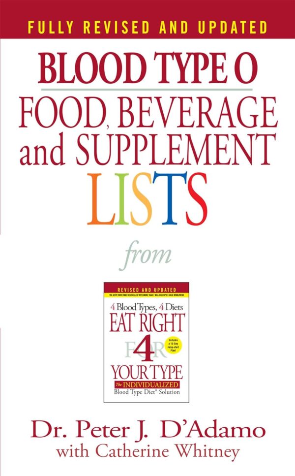 Blood Type O Food, Beverage And Supplement Lists (Eat Right 4 Your Type)