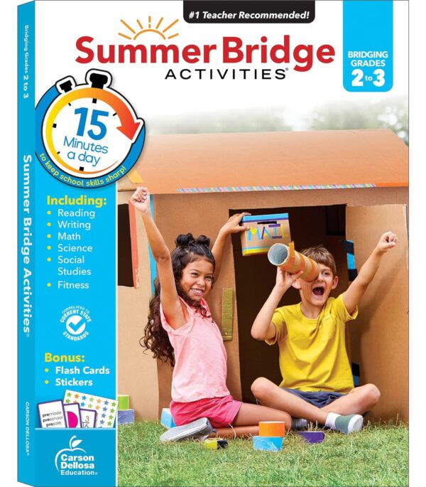 Summer Bridge Activities 2Nd To 3Rd Grade Workbook, Math, Reading Comprehension, Writing, Science, Social Studies, Fitness Summer Learning Activities, 3Rd Grade Workbooks All Subjects With Flash Cards