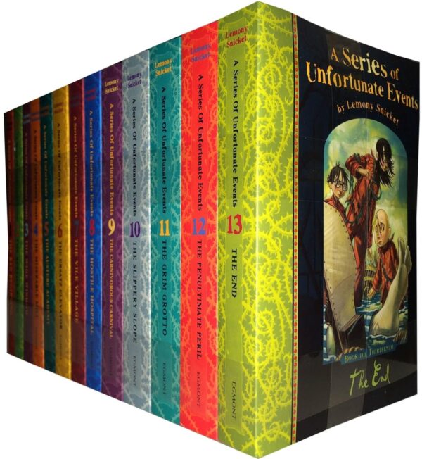 A Series Of Unfortunate Events Lemony Snicket 13 Books Collection Pack Set (Includes The Bad Beginning, The Reptile Room, The Wide Window, The Miserable Mill, The Austere Academy, The Grim Grotto, The Penultimate Peril, The End)